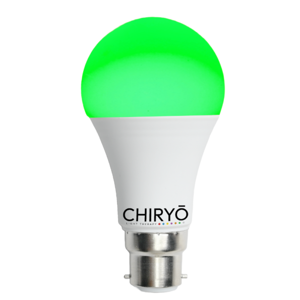 CHIRYO Light Therapy Calm Green 520nm B22 bulb lightbulb, Healthy Lighting for natural headache and migraine relief