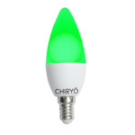 CHIRYO Light Therapy Calm Green 520nm E14 candle lightbulb, Healthy Lighting for natural headache and migraine relief