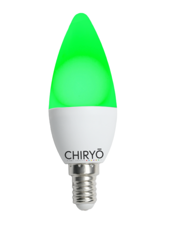 CHIRYO Light Therapy Calm Green 520nm E14 candle lightbulb, Healthy Lighting for natural headache and migraine relief