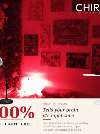 infographic SLEEP red light Lamp rechargeable no blue light no green light dimmable bendy gooseneck chiryo light therapy healthy lighting (3)