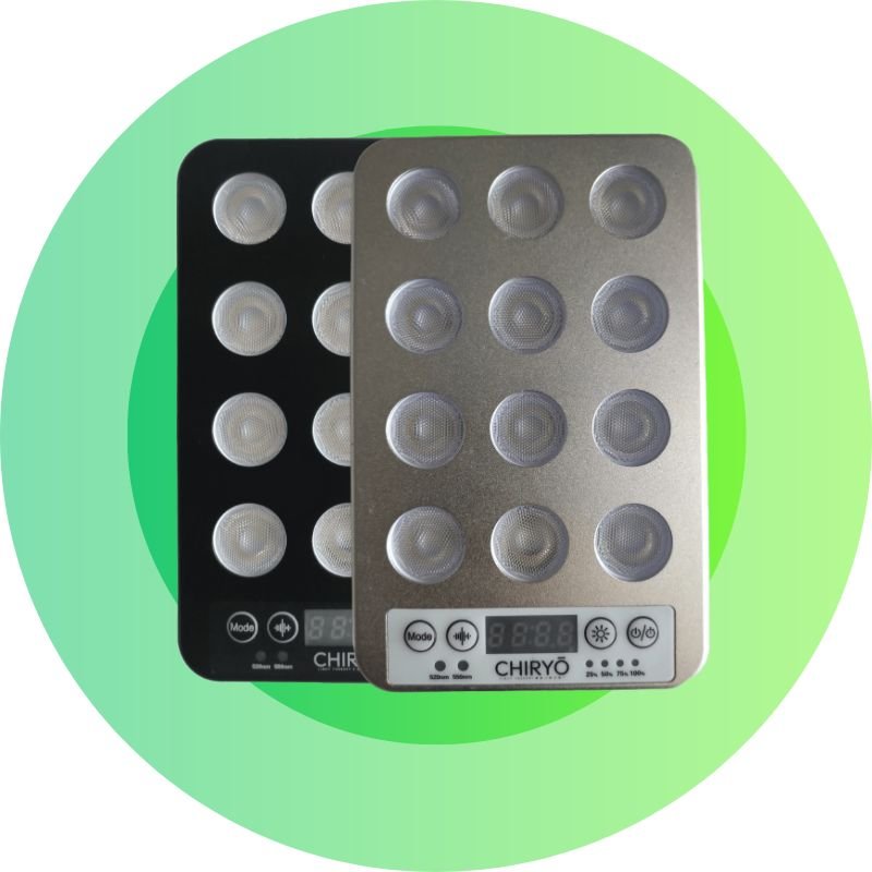 The Pulse Light Effect: What You’re Not Using (But Should!) 5 CalmMotion www.chiryolighttherapy.com green light therapy rechargeable battery panel 520nm and 550nm pulse timer brightness adjustment stop migraines and headaches naturally battery powered