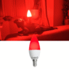 peaceful sleep red light candle E14 / e12 CHIRYŌ Light Therapy illuminating a dark indoor setting with red-only light, shown behind a reptile resting on a sofa in a low-light environment.