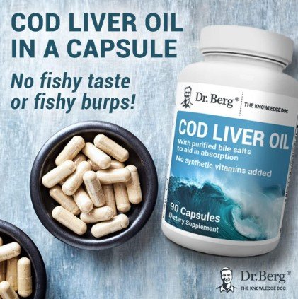 Dr Berg Cod liver oil capsules Rich in Omega-3 Fatty Acids (DHA & EPA), Vitamins A & D - No Smells or Bad Aftertaste