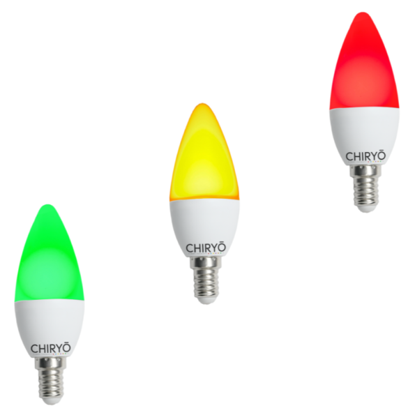 CHIRYO Light Therapy Healthy Lighting multi trio pack Peaceful Red 630n Sunset Amber 600n Calm Green 520nm Candle E14