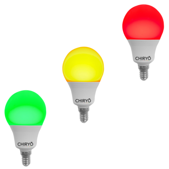 CHIRYO Light Therapy Healthy Lighting multi trio pack Peaceful Red 630n Sunset Amber 600n Calm Green 520nm BULB E14